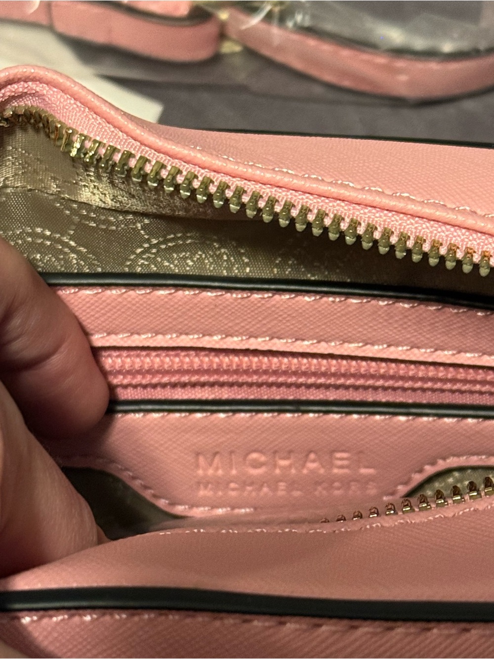 Michael Kors Pink Saffiano Crossbody Bag with Gold Accent - Picture 4 of 4